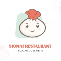 Cute Chef Character Highlighting Delicious Siomai Restaurant Logo Template