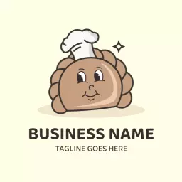 Cute Chef Character Presenting Delicious Karipap Logo Template