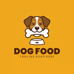 Cute Dog with Bone Symbolizing Nutritious Dog Food Logo Template