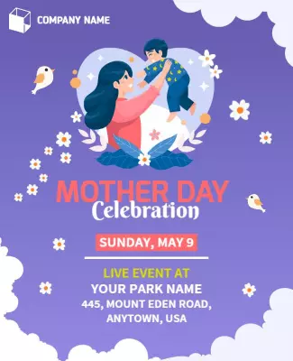 Cute Floral Mother Day Celebration Family Event Poster Template