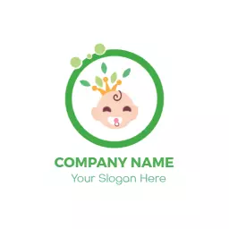 Cute Green Baby Logo Featuring Adorable Character Design Logo Template
