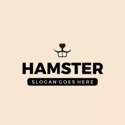 Cute Hamster Character on Soft Peach Background Logo Template