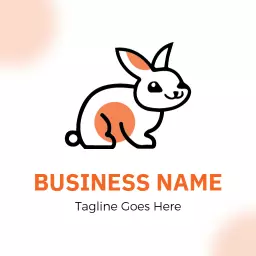 Cute Orange and Black Illustration of a Playful Rabbit Logo Template