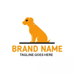 Cute Orange Dog Illustration for Pet Care Services Logo Template