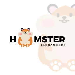 Cute Orange Hamster Character with Fun Design Logo Template