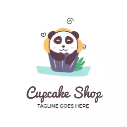 Cute Panda Holding a Cupcake for a Cupcake Shop Logo Template