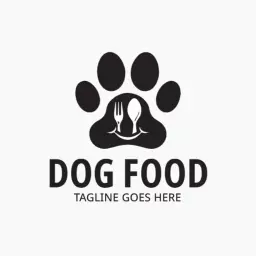 Cute Paw Print Featuring Cutlery for Dog Food Logo Template