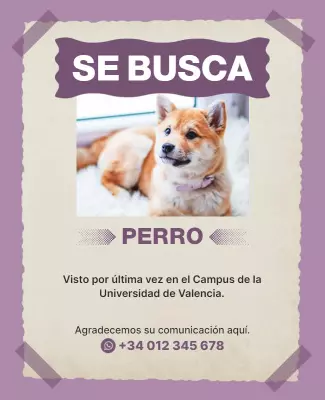 Cute Pet Lost Dog Notice Poster Template