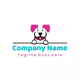 Cute Pink and Blue Dog Graphic for Pet Services Logo Template