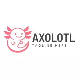 Cute Pink Axolotl Character Illustrating Marine Life Logo Template