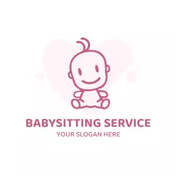 Cute Pink Baby Character Represents Reliable Babysitting Logo Template