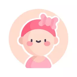 Cute Pink Baby Character with Bow for Nursery Logo Template