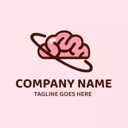 Cute Pink Brain Design with Orbit Symbolizing Intelligence Logo Template