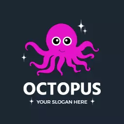 Cute Pink Octopus Design for Marine Exploration Logo Template