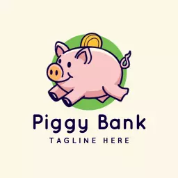 Cute Pink Piggy Bank Design Representing Savings Logo Template
