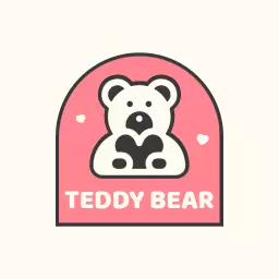 Cute Pink Teddy Bear Design for Children's Toys Logo Template