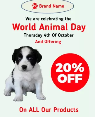 Cute Puppy Celebration for World Animal Day Poster Template