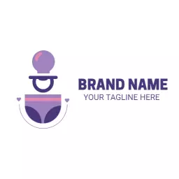Cute Purple Pacifier Design for Baby Products Logo Template