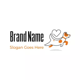 Cute Running Dog in Orange and Black Branding Logo Template
