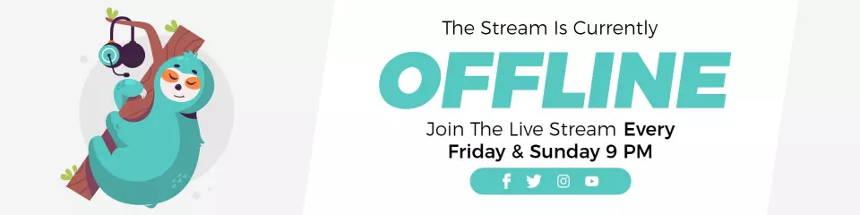 Cute Sloth Character and Modern Text Offline Twitch Banner Template