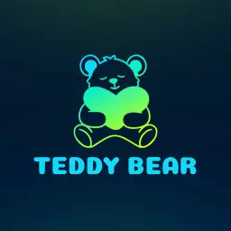 Cute Teddy Bear Holding a Heart in Soft Gradient Logo Template