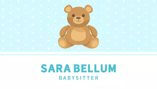 Cute Teddy Bear Illustration for Babysitting Service Business Card Template