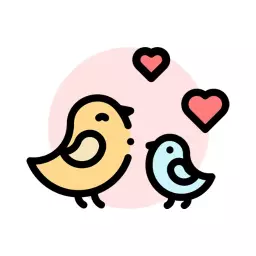 Cute Yellow and Blue Birds Expressing Love for Babies Logo Template