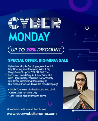 Cyber Monday Mega Sale Discount Flyer Template