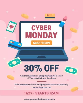 Cyber Monday Online Shopping Discount Flyer Template