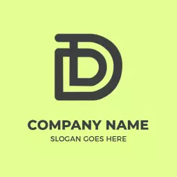 D Letter Logo on Bright Green Background with Modern Design Logo Template