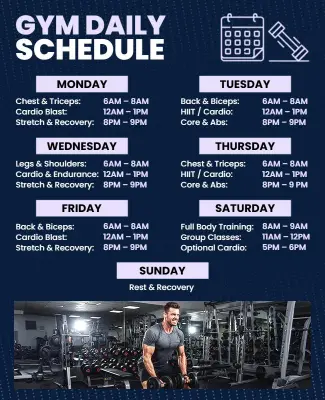 Daily Gym Fitness Schedule Flyer Template