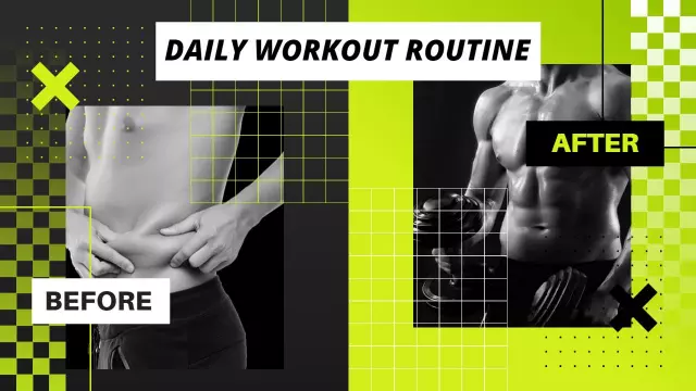Daily Workout Transformation Fitness YouTube Thumbnail Template
