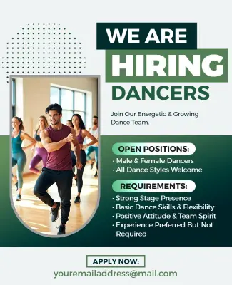 Dance Team Hiring Announcement Flyer Template