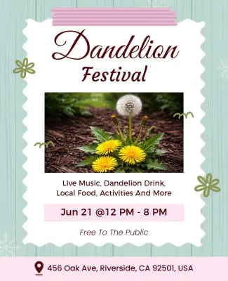 Dandelion Festival Event Celebration Flyer Template