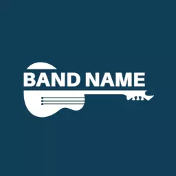 Dark Blue Background with Guitar Elements in Band Logo Template