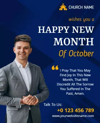 Dark Blue Happy New Month Church Flyer Template