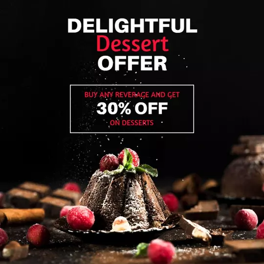 Dark Chocolate Dessert with 30% Off Promotion Ad Template