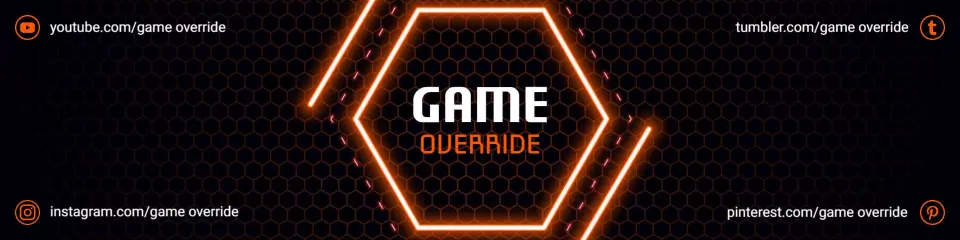 Dark Honeycomb Pattern with Neon Game Override Twitch Banner Template