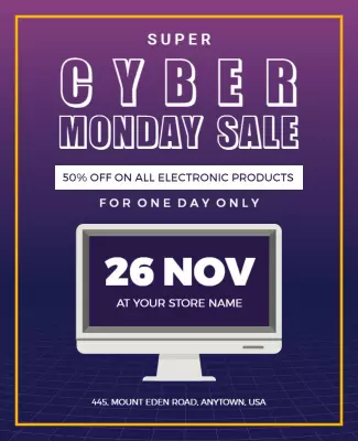 Dark Indigo Cyber Monday Flyer Template