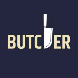 Dark Navy Background Featuring Sleek Knife Butcher Logo Template