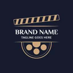 Dark Navy Background with Film Reel Design for Entertainment Logo Template