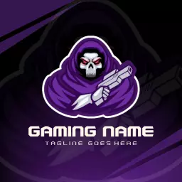Dark Purple and Black Esports Logo Featuring a Skull Design Logo Template