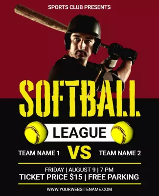 Dark Tan and Nero Softball Tryout Flyer Template