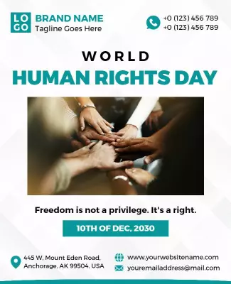 Dark Teal Human Rights Awareness Day Celebration Poster Template