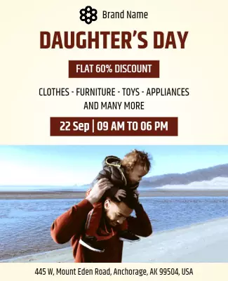 Daughters Day Shopping Discount Event Flyer Template