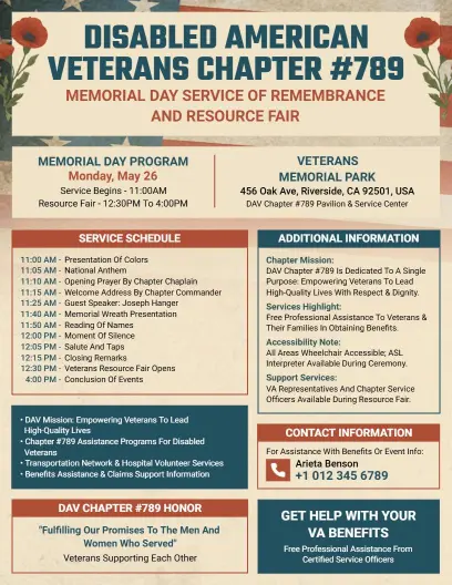 DAV Chapter Memorial Ceremony Flyer Template
