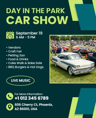 Day in the Park Car Show Event Flyer Template