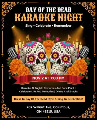 Day of the Dead Karaoke Night Flyer Template
