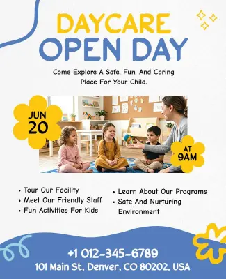 Daycare Open Day Event Poster Template