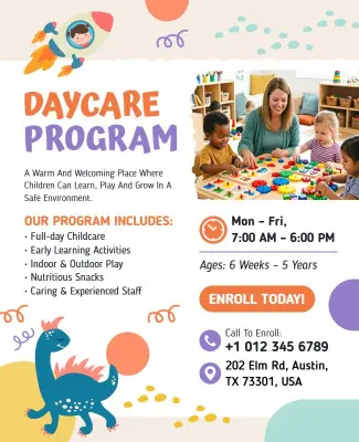 Daycare Program Enrollment Flyer Template